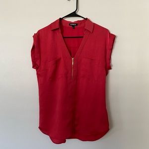 Express Women’s Red Blouse Zippered Front Size Small